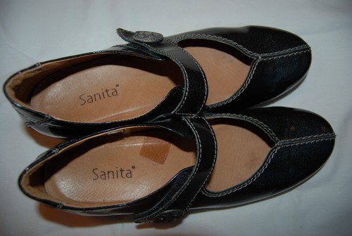 Dunkelanthrazitgraue Lackleder Sanita Mary Jane Halbschuhe EU 41 US 10 - Bild 5 von 9