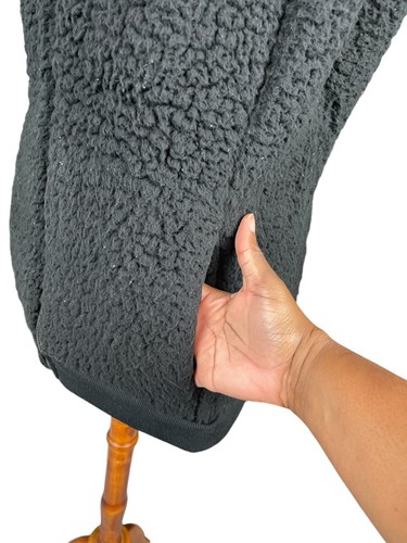 Time and Tru Black Sherpa Vest Women Size L 12/14 Mock Neck Zip Up Cozy Warm - Picture 6 of 10