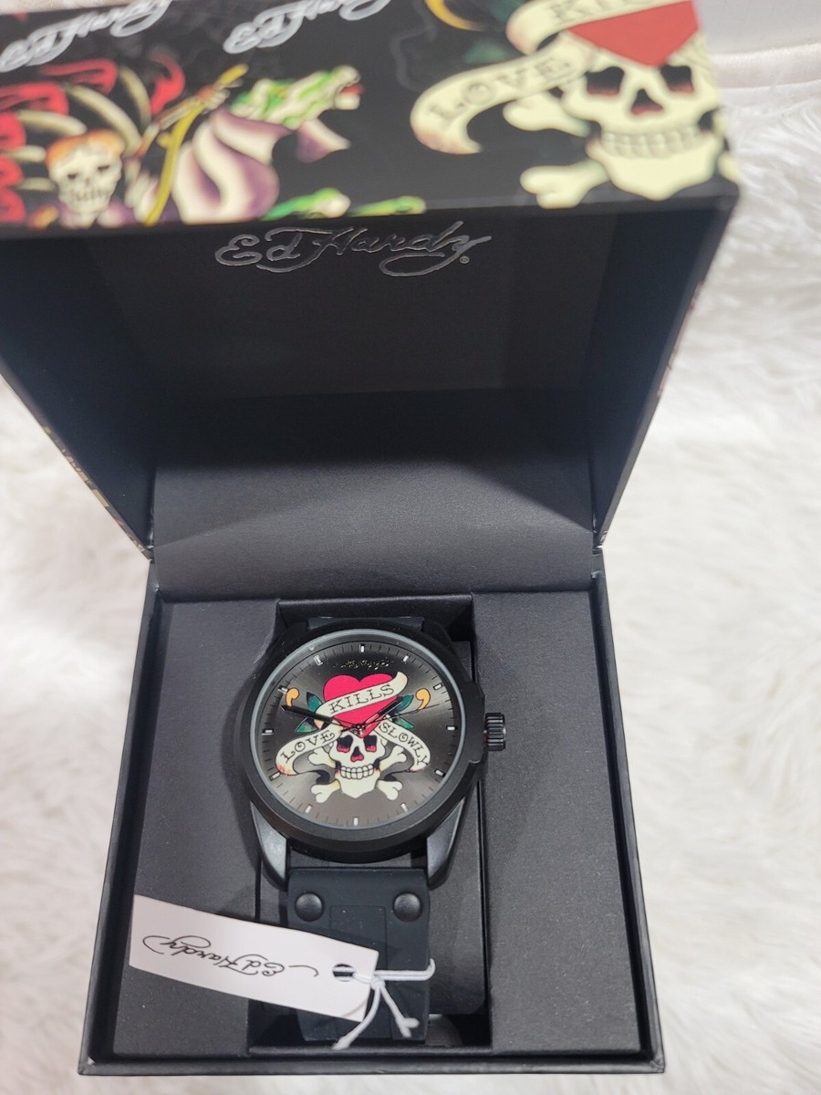 ED HARDY MENS BLACK LOVE KILLS SLOWLY SILICONE BAND WATCH ED HARDY MENS BLACK LOVE KILLS SLOWLY SILICONE BAND WATCH