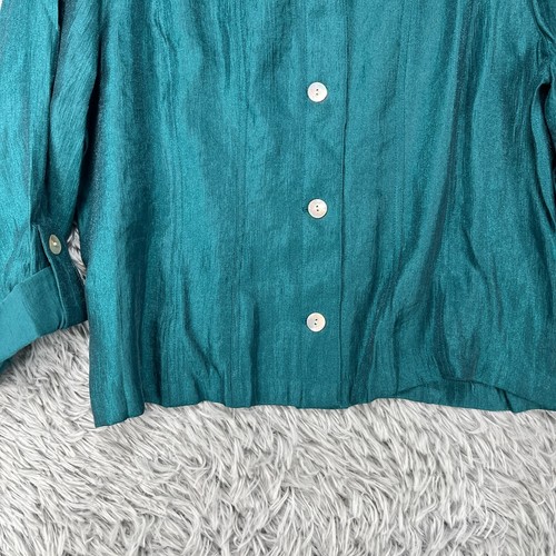 Ruby Rd. Top con botones para mujer 18 verde azulado artístico boho hippie tono joya brillante - Imagen 3 de 9