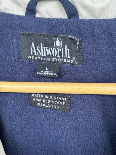 Vintage Ashworth Men Water/Wind Resistant Jacket Windbreaker Size L Navy Blue - Picture 2 of 7