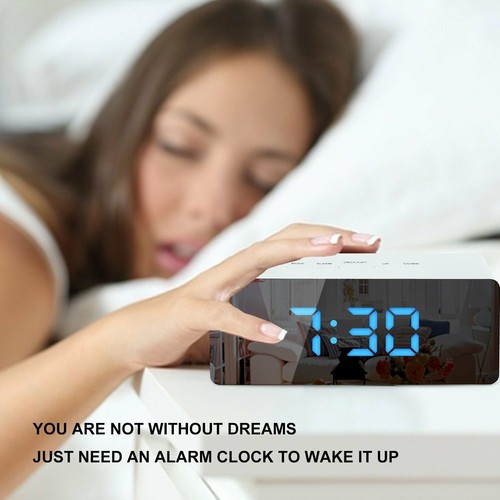 Digital LED Large Display Alarm Clock USB/Battery Operated Mirror Face Design UK - Picture 5 of 16