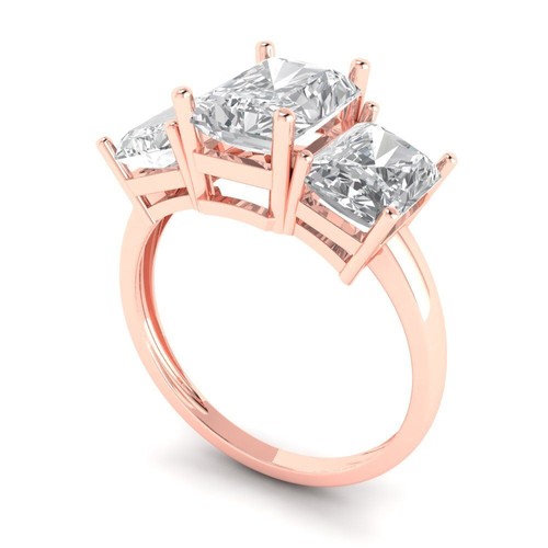 4CT Three Stone Emerald Cut Wedding Band anniversary Ring 14k Rose gold - Picture 2 of 11