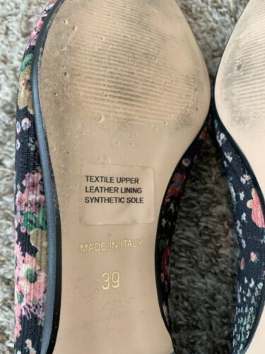 Sundance Black Floral Pointed Toe Flats Size 8 Boho Flowers Casual Work Comfy - Picture 5 of 5