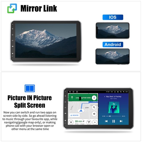 1 DIN 10" Rotatable Screen Car Stereo Carplay GPS NAV RDS Wifi 4+64G Android 14 - Picture 8 of 15
