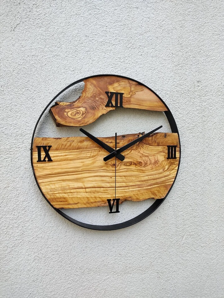 Reloj de Pared de Aspecto Vintage Madera Pulida Natural Hecho a Mano Hogar Decoración Regalo Foto 3 de 4