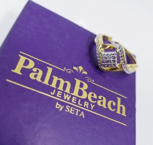 Palm Beach Schmuck Diamant Akzent Cluster Bypass Ring vergoldet Gr. 6