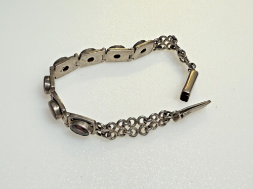 Vintage Sterling Silver 925 Bracelet Jewellery Red Stones 19.03g - Picture 6 of 10