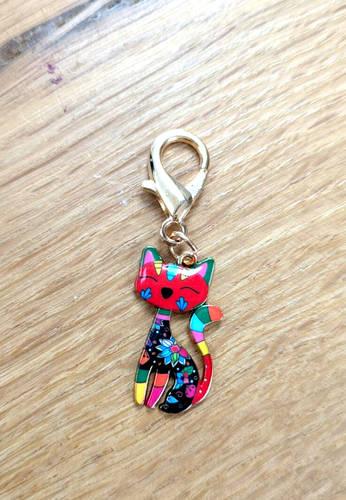 ENAMEL CAT KEYRING / CLIP ON CHARM - FOR BAGS, COLLARS, KEYS, PURSES, ZIPPERS - Foto 11 di 13
