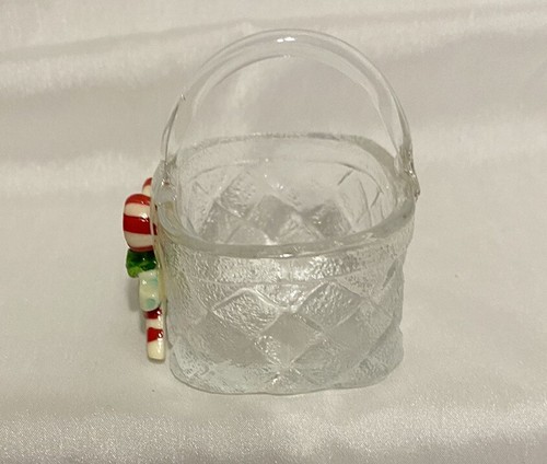 Miniature Glass Basket w/Candy Canes & Holly 2 x 3" - Picture 4 of 6
