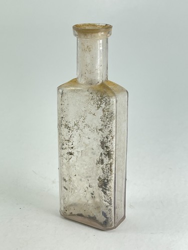 Vintage Glas Medizin Extrakte Glatt Glatt Korken Flasche Klar Rosa Farbton - Bild 1 von 7