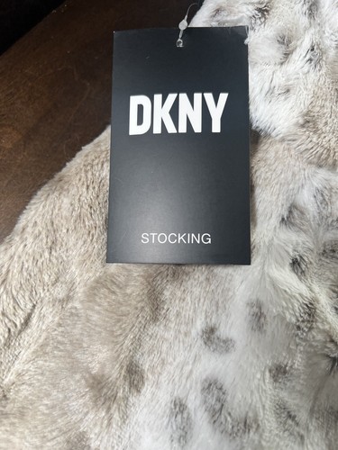 DKNY NEW!!! SNOW LEOPARD FAUX FUR Christmas Stocking CUTE! SO SOFT - Picture 8 of 11