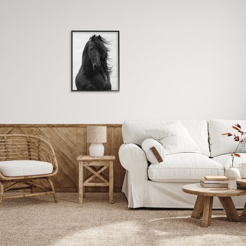 Stupell Industries Black Stallion Horse Portrait Soft Grey Sky Photography, D... - Picture 2 of 10