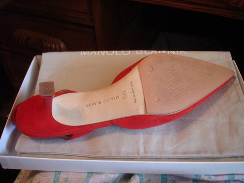 Manolo Blahnik Carolyne 39.5 M, EUC $795 50 mm kitten heel + non-slip sole - Picture 8 of 11