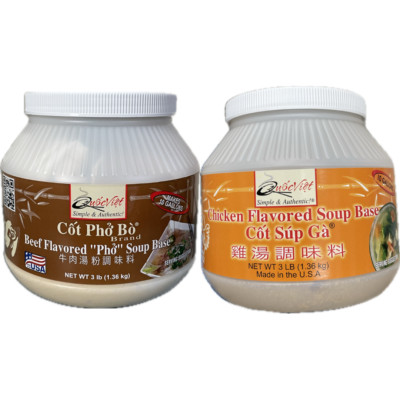 3 lb Quoc Viet Vietnamese Soup Base - Makes 10 Gallons - Choose Flavor