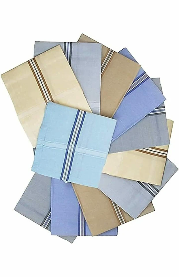 Multicolored Cotton Handkerchief For Men ( Pack of 12, Size: XXL King Size ) US - Image 2 of 3