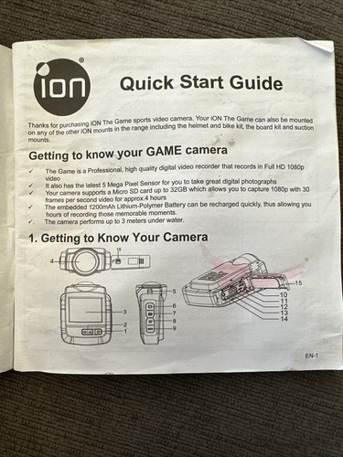 ION 1007 The Game Wireless Waterproof HD 5MP Sports Video Camera 1080P With LCD - Picture 6 of 6