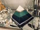 Abstract Acrylic Pyramid Sculpture Art 4.5" W 4" High Handmade Christmas Gift.
