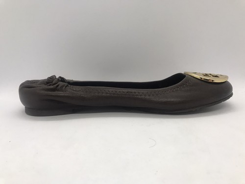 $225 EUC TORY BURCH WOMEN’S REVA US 6.5 LEATHER BROWN BALLET FLATS SHOES C1 - Picture 4 of 10