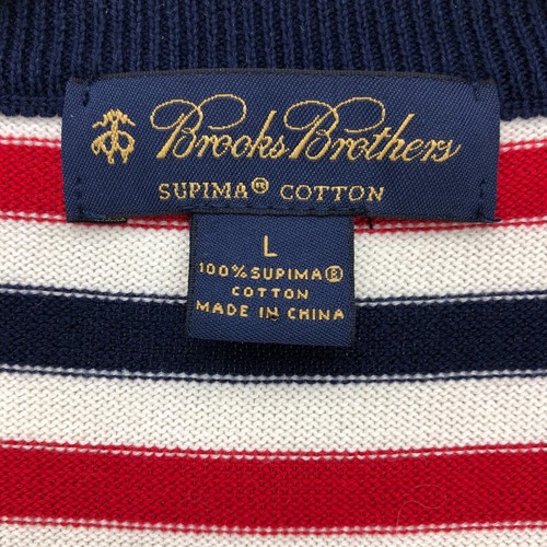Brooks Brothers Mens Supima Cotton V-Neck Sweater SZ L Red White Blue Patriotic - Picture 3 of 6