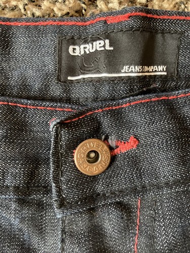 Qruel Baggy Blue Jean pants Men's 44 x 32 Skater Y2K Grunge Street Embroidered - Picture 3 of 10