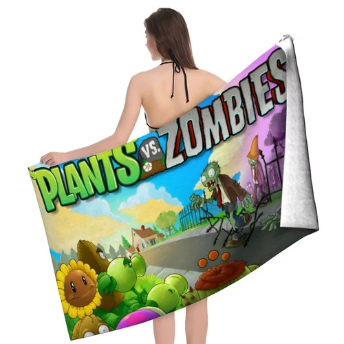 Plants & Zombies Beach Towel Gift Birthday Holiday Games Pool Towel Customizable