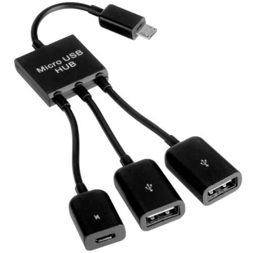 Cable Adaptador Micro USB Host HUB OTG 2 USB Hembra On The Go Pen Drive Android - Foto 2 di 9