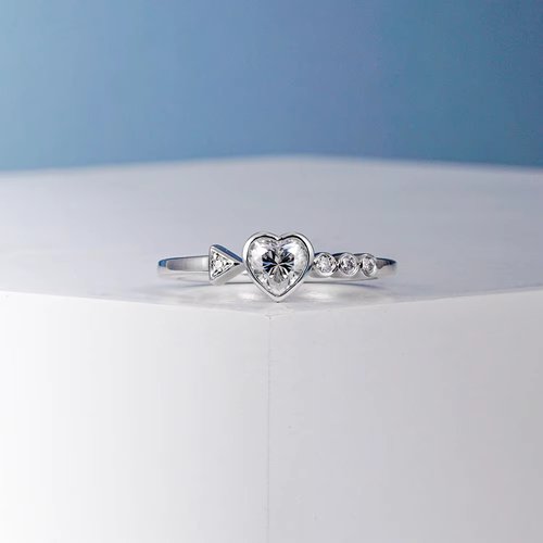 2.10Ct Heart Cut Real Moissanite Anniversary Ring 14k White Gold Plated Silver - Picture 4 of 7