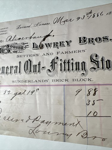 antiguo 1886 LOWRY Bris ECLIPSE molino de viento agentes cabezal de factura tienda de equipamiento - Imagen 3 de 9