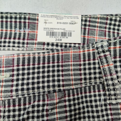 St Johns Bay Women Plus 24W White Dressage Plaid Skinny Jeans NEW - Picture 6 of 11