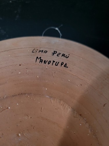 Manotupa Lima Peru handgefertigter roter Ton 8" Wandteller - Bild 9 von 11