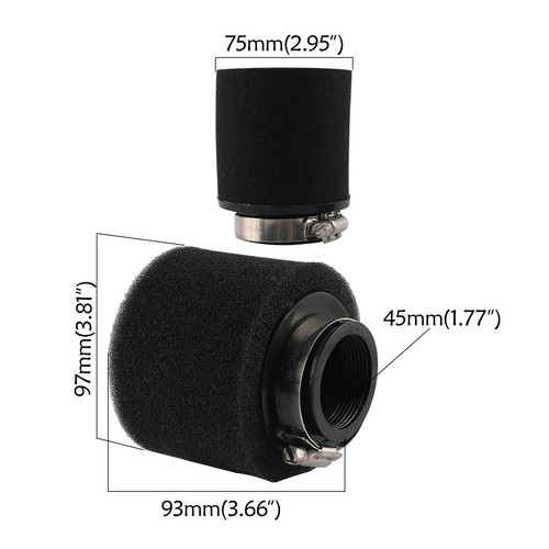 2PCS 45mm 1.77" Motorcycle Air Filter For 125cc 140cc 150cc 200cc Pit Dirt Bike - Imagen 2 de 8