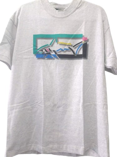 Vintage Greg Norman Gray Colorful Shark Print Graphic T-Shirt Adult Size Large - Picture 2 of 7