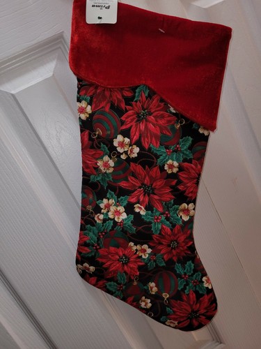 NEW Botanical Floral Poinsettia Christmas Stocking Pretty! - Bild 2 von 3