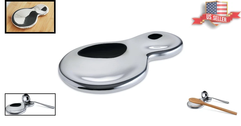 Reposacuchara de acero inoxidable de diseño Valerio Sommella - apto para lavavajillas plateado Foto 2 de 4