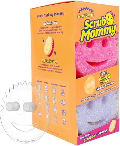 6 Scrub Mama Küchenschwämme & 1 Papa Caddy Schwammhalter - Kratzfrei für D - Bild 11 von 12