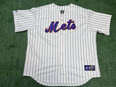 3XL Majestic MLB New York Mets ユニフォーム B系 Majestic MLB New York Mets Pinstripe Button Up Jersey OG Authentic
