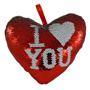 sequin heart pillow