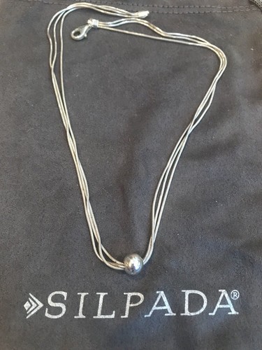 Silpada 925 Sterling Silver Thoreau Necklace N0914 Multi strand bead ball - Afbeelding 3 van 12