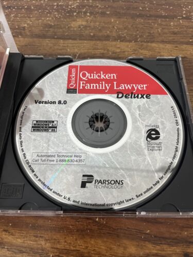 ⭐️⭐️⭐️⭐️⭐️ Quicken Family Lawyer Deluxe Version 8.0 Software CD Disc Only - Picture 2 of 2