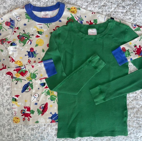 PJ TOP LOT 2pc Hanna Andersson Organic Cotton Christmas Holiday Monsters 160 14y - Picture 2 of 10