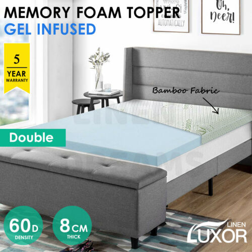 Memory Foam Mattress Topper COOL GEL BAMBOO Cover 8CM Underlay - Picture 10 of 12