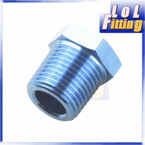 1/2'' NPT Male To 1/4'' NPT Female Reducer Adapter Fitting Aluminum Blue - Picture 4 of 5