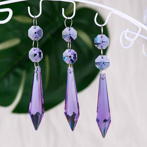 12pcs 2.5" Crystal Icicle Pendant Chandelier Prisms Drops Lamp Curtain DIY Parts - Picture 36 of 53