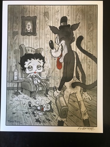 Juego de 8,5x11 #6 Impresiones Firmadas LOBO por Frank Forte Pop Surrealismo Dibujos Animados Arte Oscuro - Imagen 2 de 12