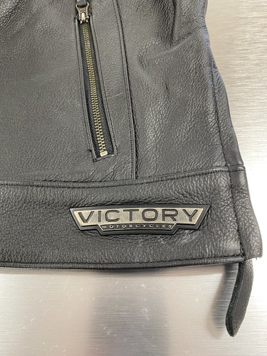 VICTORY Motorcycles USA womens black leather vest size L - Picture 4 of 4