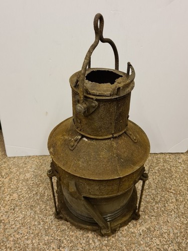 Vintage Ship's Anchor Lantern Maritime Naval Oil Lamp For Restoration Good Glass - Picture 22 of 24