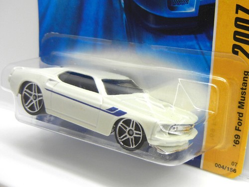 Hot Wheels 2007 primeras ediciones '69 Ford Mustang (blanco) 1/64 coche diecast Japón - Imagen 2 de 3