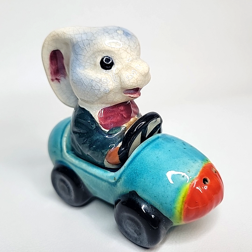 Road Raging Retro Rabbit Red & Blue Antique JAPAN Salt Pepper Stacking Shakers