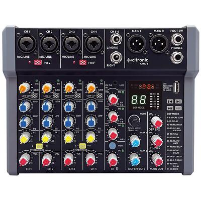 Citronic CMA-8 Kompaktmixer mit DSP FX und BT/USB Mischpult Hall Delay